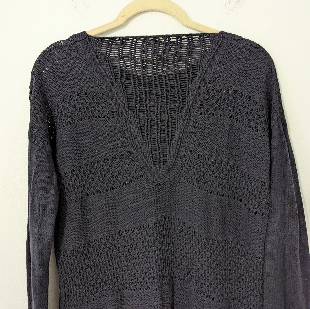 Helmut Helmut Lang Muted Web Pullover Sweater Open Knit Wool Blend Blue Small S